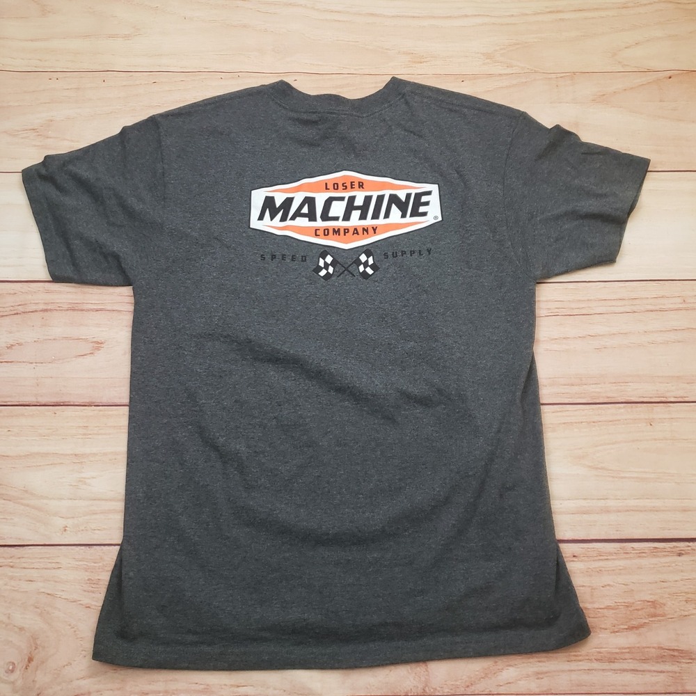 Loser Machine Company Shirt Mens Medium Gray Speed Supply Racing Graphic T-Shirt